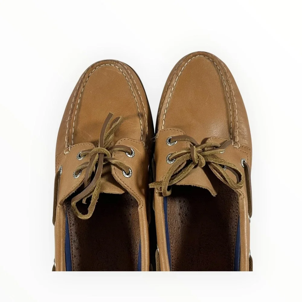 Sperry Authentic Original Boat Shoes Men's Tan Leather Lace Up Moc Toe Size 8